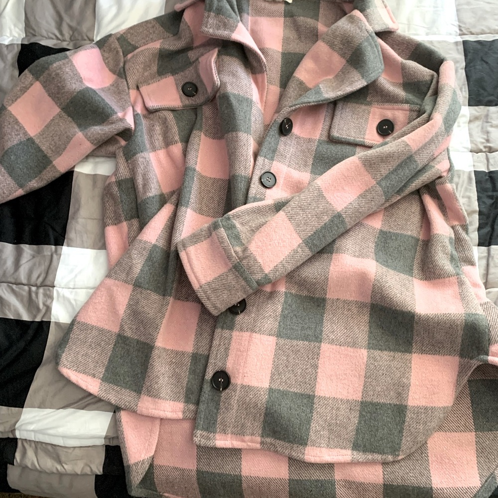 Pink Shacket in Buffalo Plaid